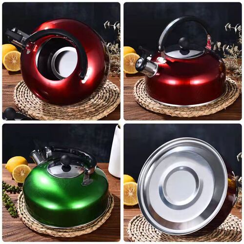 Stainless steel chime kettle large capacity color household flat bottom kettle 3L4L5L kettle cross-border supply gift wholesale