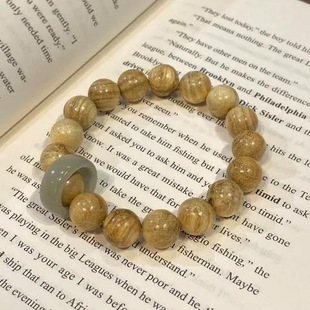 Original Design DIY Milky Wood Carving 12mm with Bodhi Root Running Ring Bracelet Jewelry Men's and Women's Bracelets