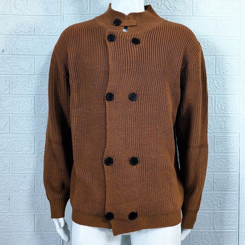 2025 New Large Size Sweater Solid Color Button Knitted Jacket Men's Clothing_voghion.com