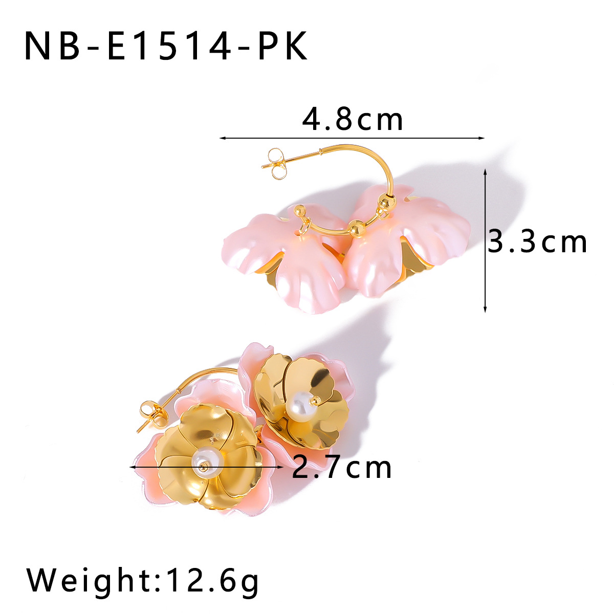 18K Real Gold Plated, Real Gold Plated Plating Material Earrings Classification PVD Coated Real Gold Plated Flower 304 Stainless Steel Casual Elegant Lady Waterproof Non Tarnish Earrings