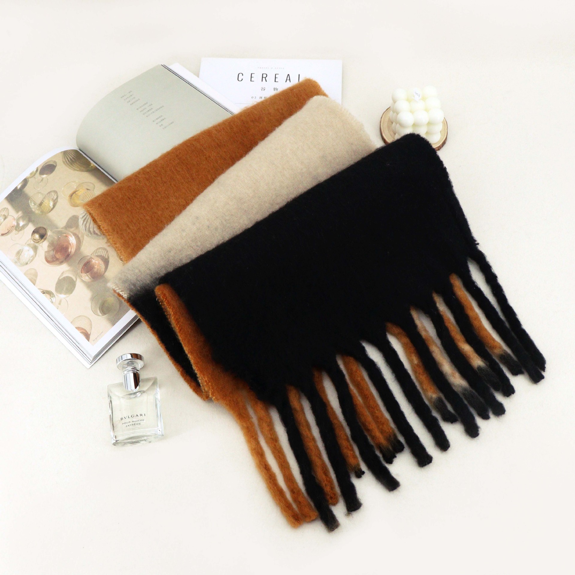 Súper gruesa bufanda de mohair de gradiente de las mujeres de moda de otoño e invierno popular bufanda de alto grado versátil cálido chal grueso