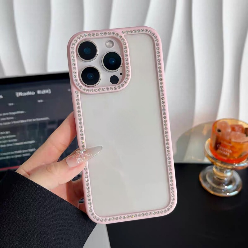Side-Drilled Acrylic Mobile Phone Case Suitable for Apple 17Promax Diamond-Encrusted Case Iphone16 Transparent DIY Material