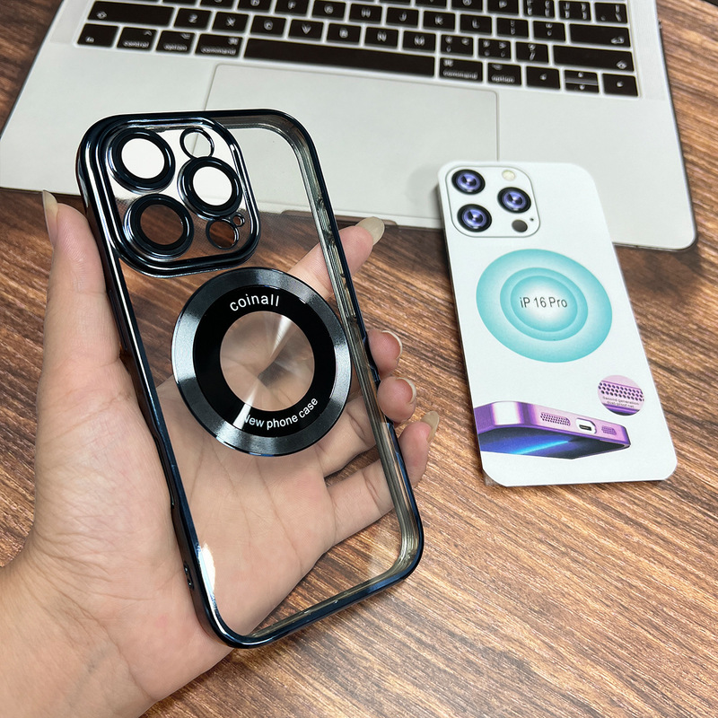 适用iPhone16Pro手机壳CD纹电镀13/14磁吸壳苹果17自带镜头膜软壳|undefined