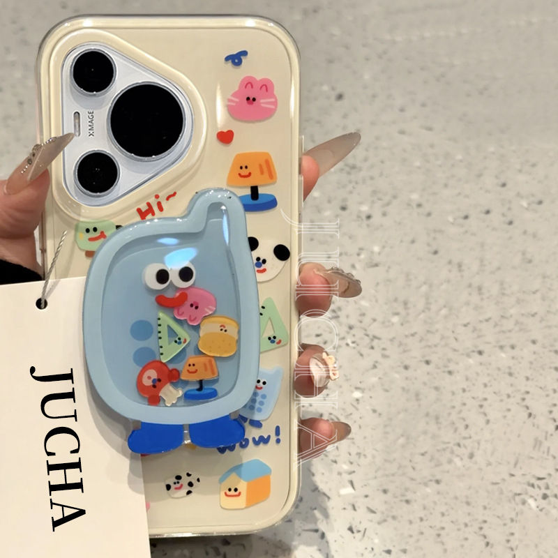 Aplicable a la caja de teléfono móvil HUAWEI pura70 dibujos animados nuevo HUAWEI p60pro con soporte de flores para el teléfono shaking música