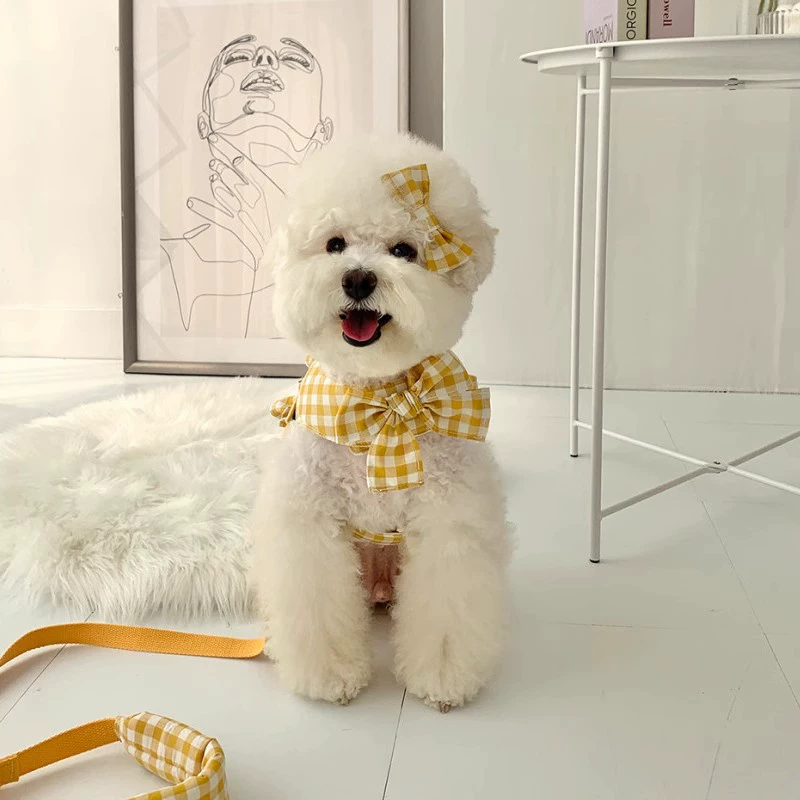 Домашняя собака кошка Классический Клетчатый жилет Тяговая одежда плюшевый мишка юбка на выход нагрудный ремень собака прогулочная веревка