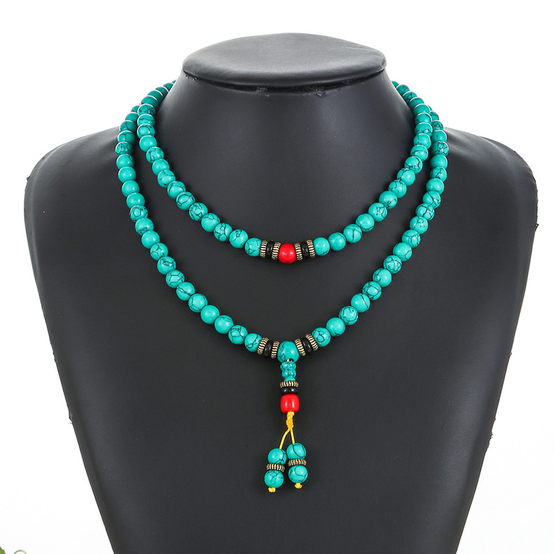 Turquoise 108 Bead Bracelet Turquoise Bracelet Xizang Ethnic Style Turquoise for Men and Women 6mm/8mm