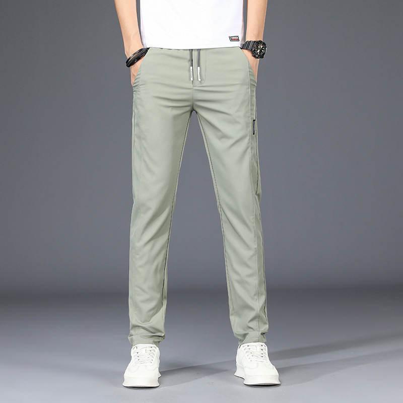 Casual Ice Silk Pants Men Korean Version Plus Size Fashion Trendy Foreign Trade In-Stock Wholesale Straight Pants Dropshipping