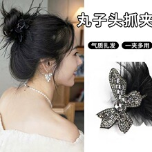 A111超仙蝴蝶羽毛发夹毛毛鸭嘴夹精致侧边刘海夹甜美一字夹子