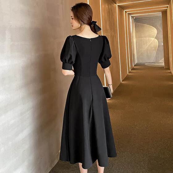Black Evening Dress 2023 New Spring and Summer French Noble Elegant Celebrity Banquet Dress Women's Usual Wear