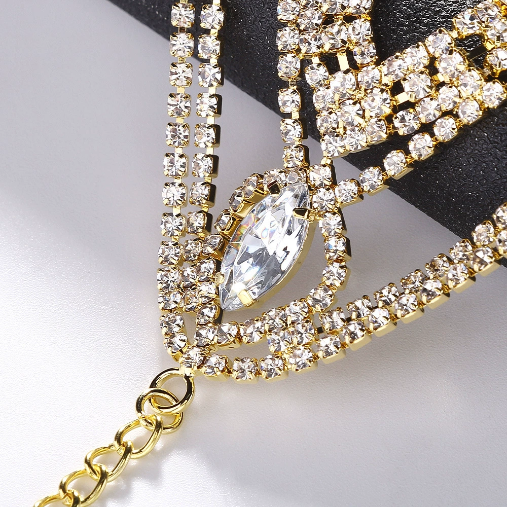 Европейско-американский кроссбордный body chain с rhinestones, блестящее ночное колье, кристаллическая листовая цепочка для женского тела, сексуальное нижнее белье