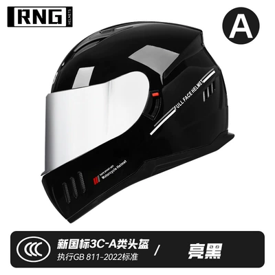 Motorcycle Safety Supplies, 3C certification BY-168 motorcycle helmet - bright-black-silver-plated-lenses-l-code-double-mirror