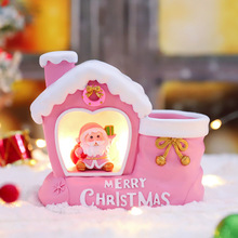 创意圣诞节日礼物圣诞房子笔筒灯儿童学习用具桌面摆件装饰批发