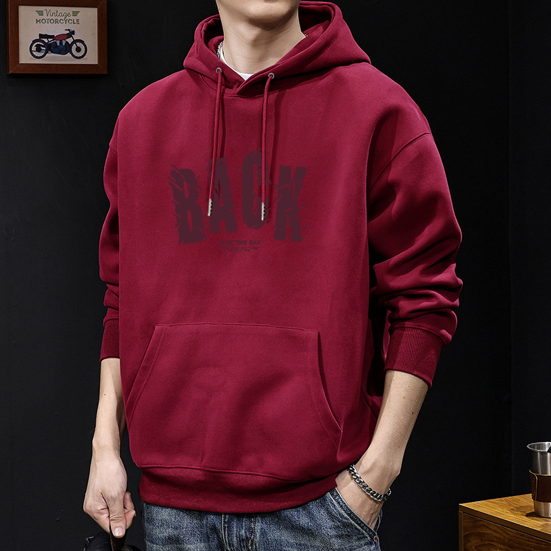 Peso pesado chaqueta encapuchada hombre encapuchado otoño y invierno letra impresa chaqueta casual chaqueta de moda adolescente hombre grueso