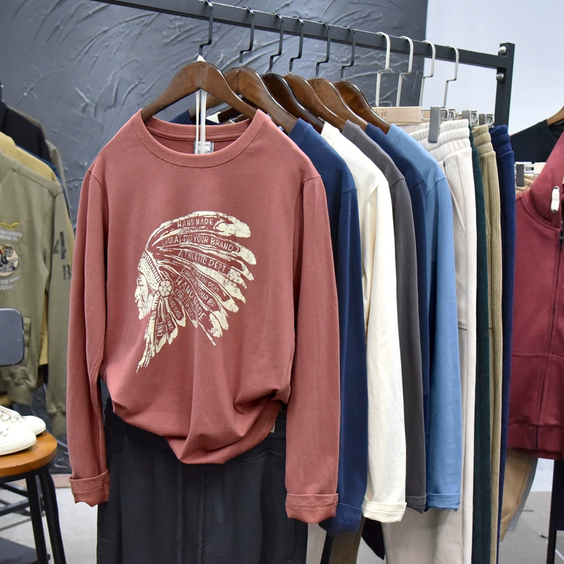 Ретро тон! Внешняя торговля 100 хлопчатобумажные футболки с длинными рукавами для мужчин и женщин повседневная пара нижняя рубашка прилив Z