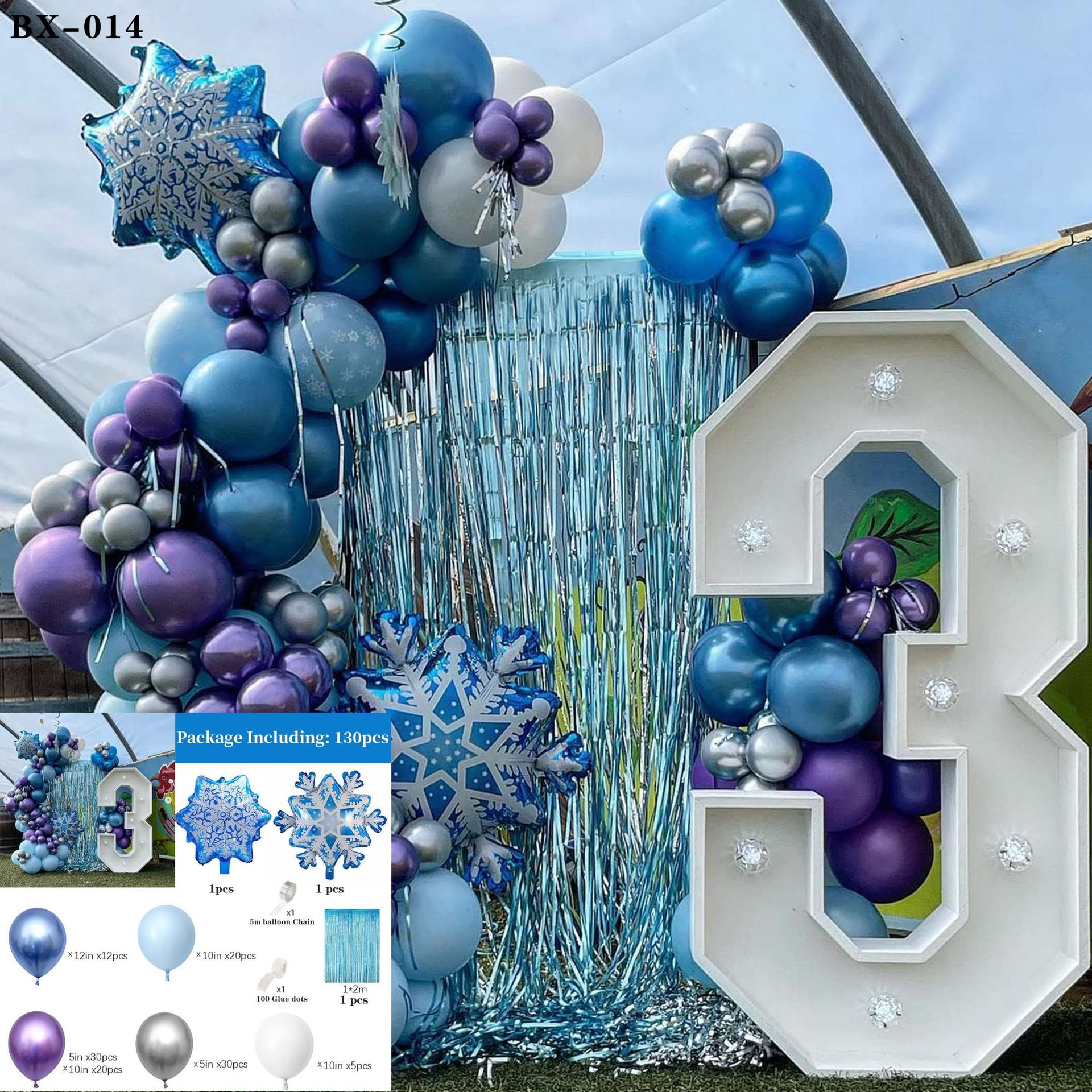 Frozen azul tema cumpleaños decoración globo traje princesa niña niños años de edad decoración escena diseño
