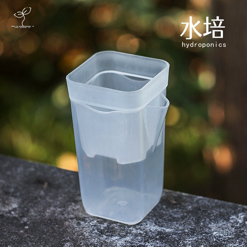 Толстая полупрозрачная гидропонная карликовая квадратная мясистая пластиковая цветочная горшок растение в горшке белая шкала мерная чашка линия всасывания горшка маленький квадрат