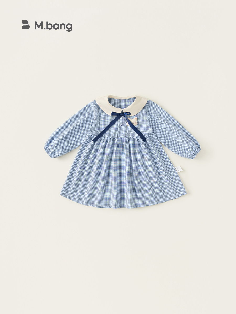 Vestido de niña youbao vestido de bebé de primavera y otoño niña pastoral vestido de princesa coreano vestido de cuello de bebé de niña