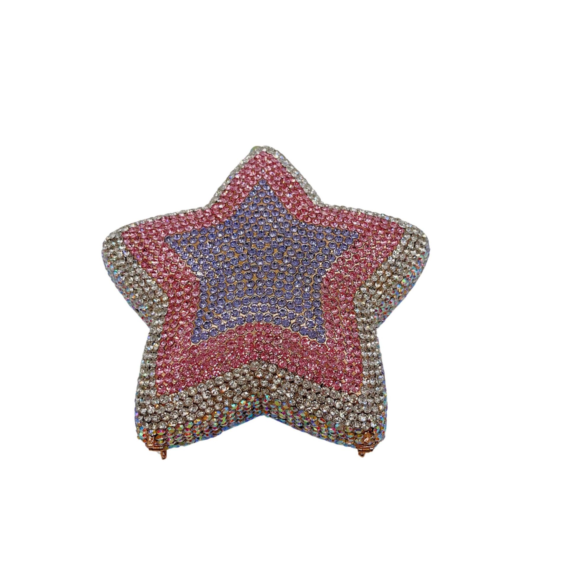 Túi clutch nữ đính kim cương dạ hội Star Rhinestone — Màu cầu vồng, Hồng chuyển dần, Tím hồng, Bạc AB chi tiết 10