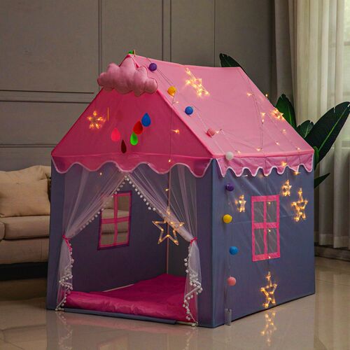 New Pink and Gray House Children's Indoor Tent Game House for Boys and Girls Castle Villa Role-Playing Toy Wholesale