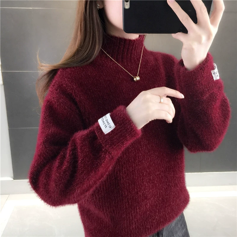 Женский свитер 2023 Новый горячий пуловер Осенний свободный ленивый синель Верхняя одежда Базовый свитер Топ