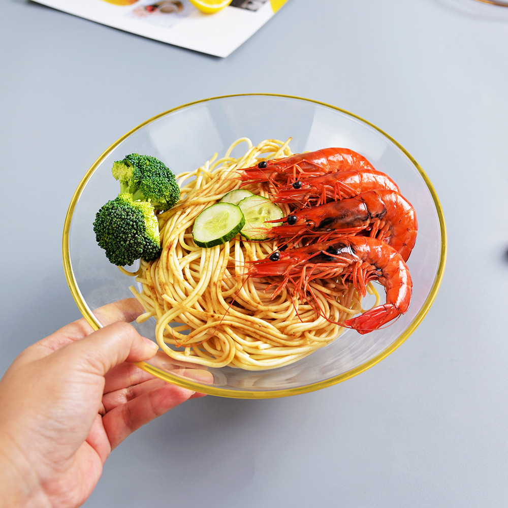 水晶玻璃欧式水果果盘 轻奢描金圆形糖果盘 现代简约点心盘糖果盘