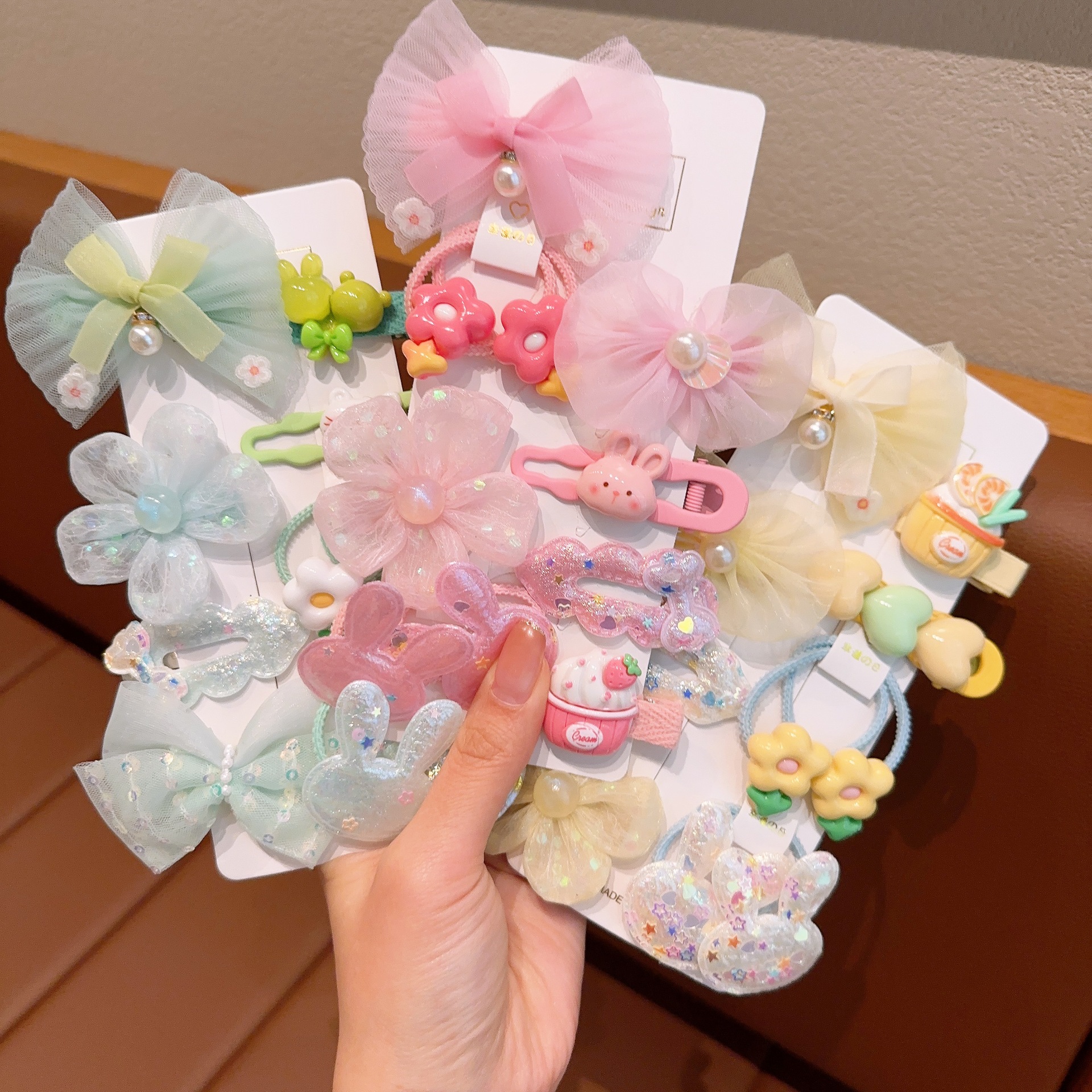 Niños Ice and Snow Strange clip de cabello conjunto de banda de goma de niña dibujos animados clip de cabello roto niñas clip de frangeo adornamiento para el cabello dulce