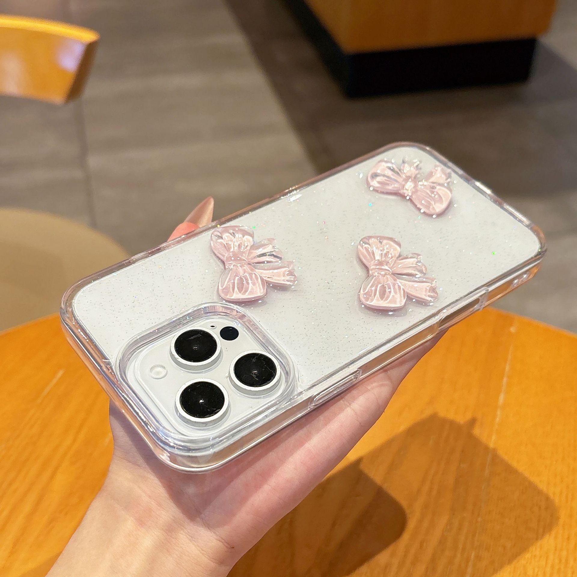 Pink Bow Silikon Fall Protection Phone -kotelo, joka on yhteensopiva iPhonen kanssa