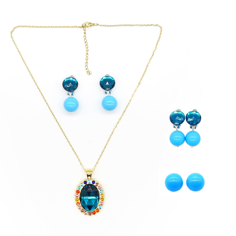 马里奥公主同款项链耳夹 卡通游戏饰品碧琪公主宝石饰品系列