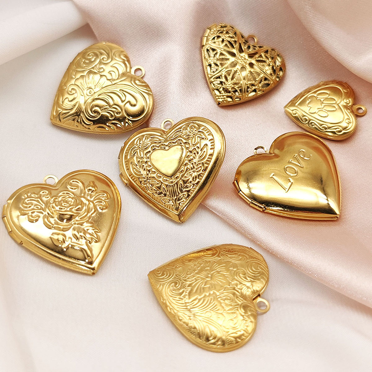 DIY Jewelry Accessories Classification 1 Piece 2.6*2.6CM 2.9*2.9CM 304 Stainless Steel Love Heart Shape Rose Pendant