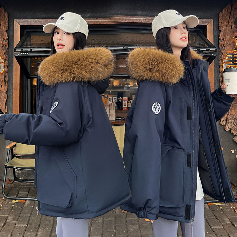 羽绒棉服女韩版宽松工装派克服棉衣2025冬装新款加厚棉袄学生外套|undefined