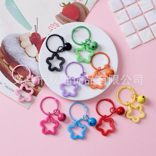 Simple Color Five-pointed Star Acrylic Keychain Pendant Candy Color Headset Hanging Decoration Small Fresh Bag Decoration