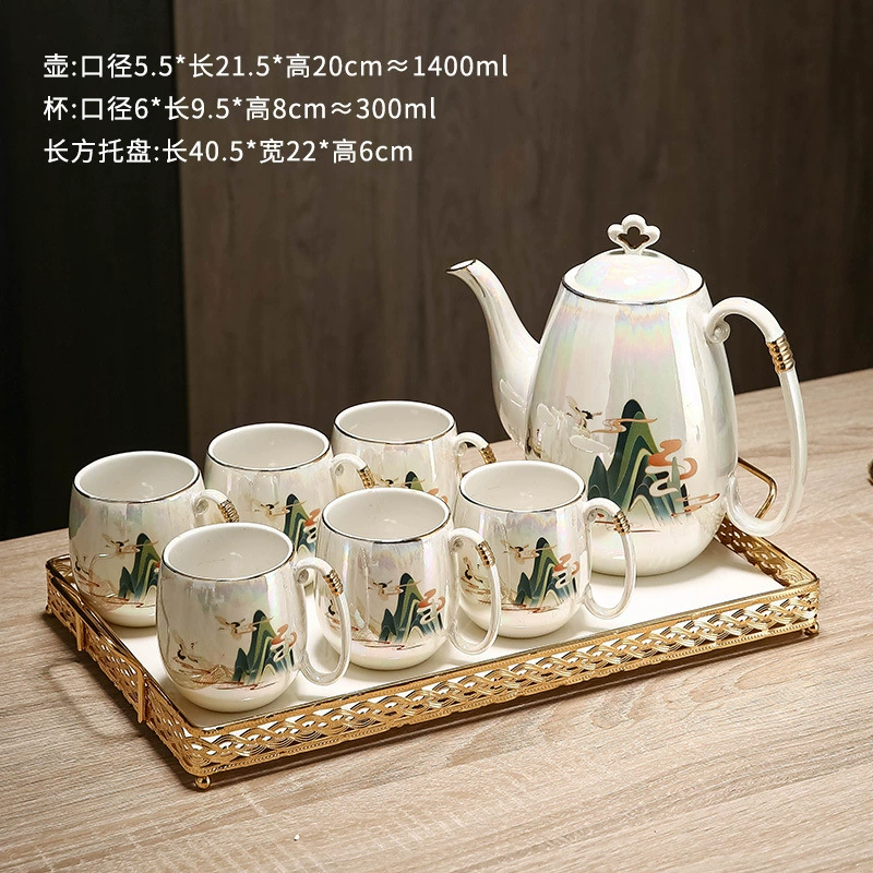 Набор воды в китайском стиле, чайник, гостиная, чашка для воды, домашняя чашка, керамическая чайная чашка, свадебная новоселье
