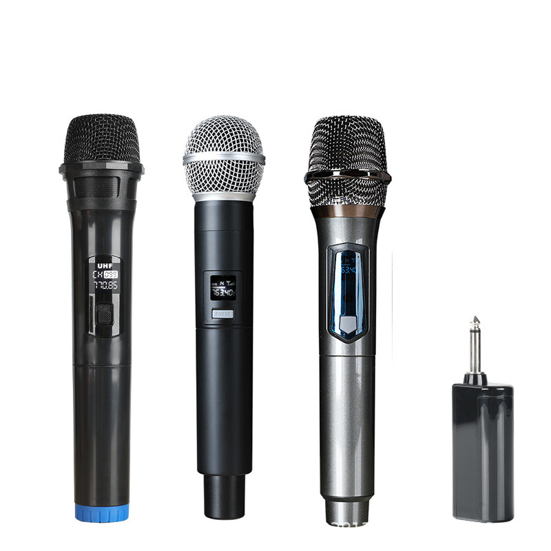 Fábrica de fuente micrófono inalámbrico, micrófono inalámbrico, un micrófono de carga, dos micrófonos de sonido, tarjeta de sonido, música, micrófono para cantar