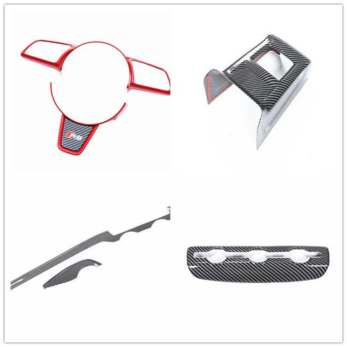 Suitable for Audi Q2L modified decorative carbon fiber interior gear head panel central control trim strip steering wheel frame handle door bowl