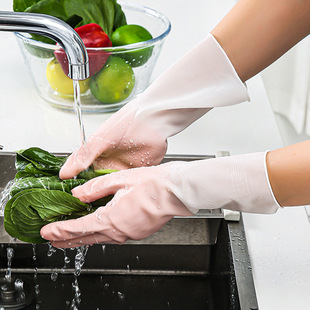 Gradient color waterproof latex gloves summer thin household kitchen durable rubber household waterproof dishwashing gloves for women