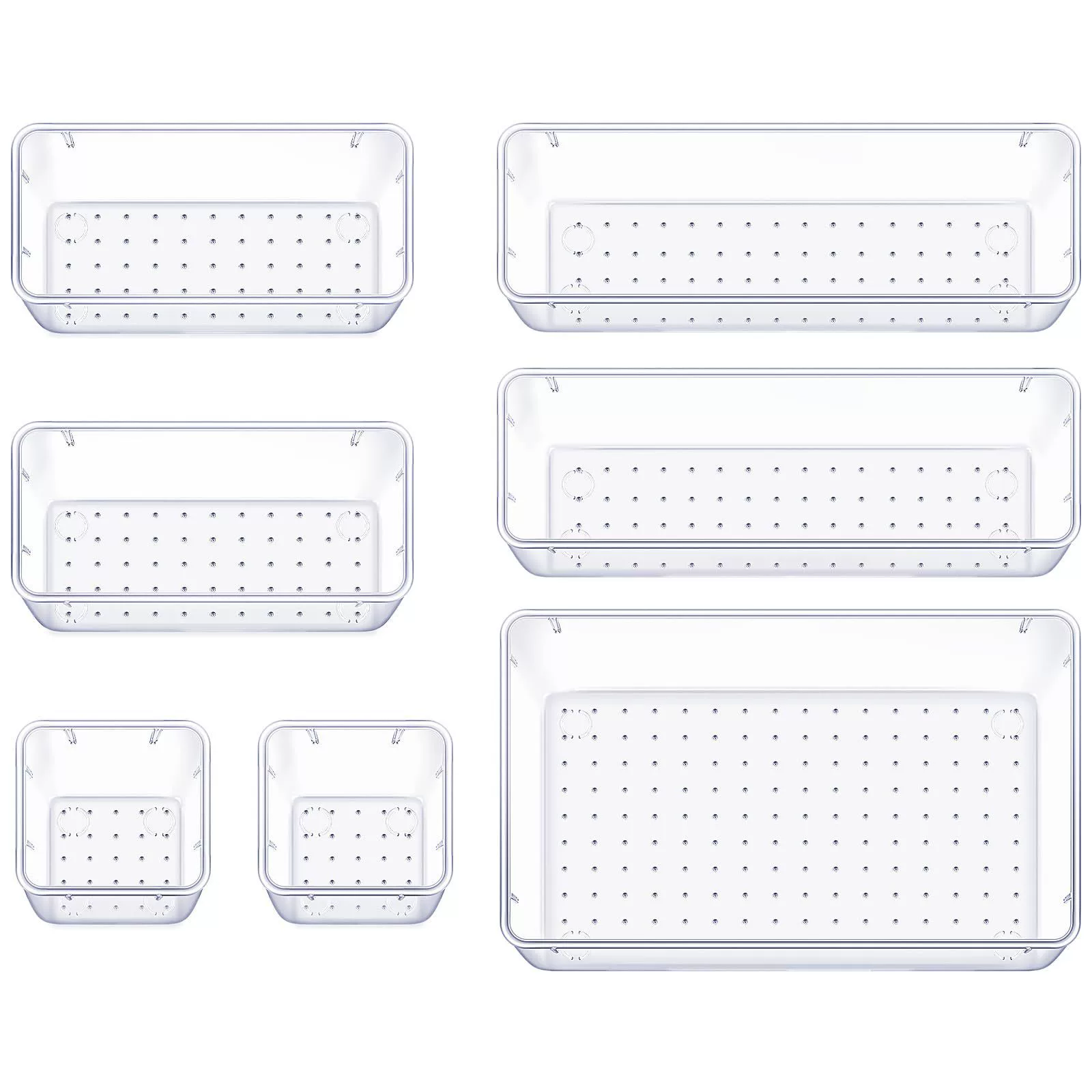 Transparent Storage Box Set, Multi-Size PET/PS Organizers for Dressing Table, Stackable