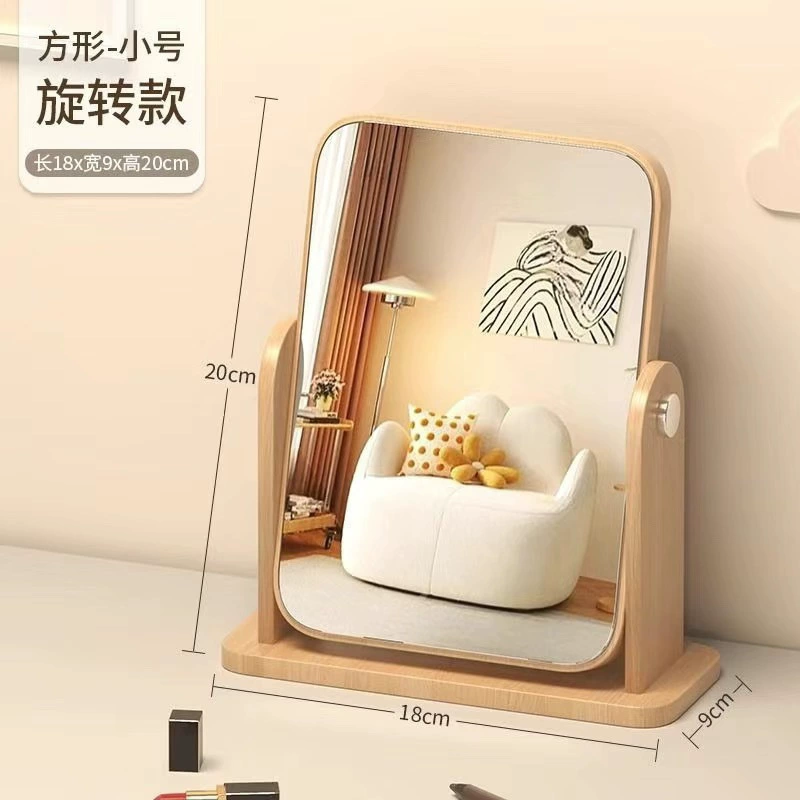 Rotating Table Mirror, Double-Sided Kids Desktop Mirror, 360° Adjustable, Compact 20×17.5×6 cm