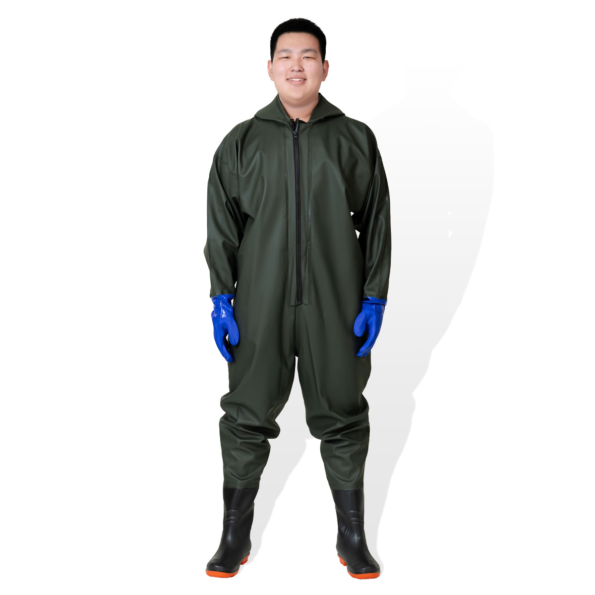 PVC 두꺼운 [전신 장갑 스타일] 밀리터리 그린 95 실크