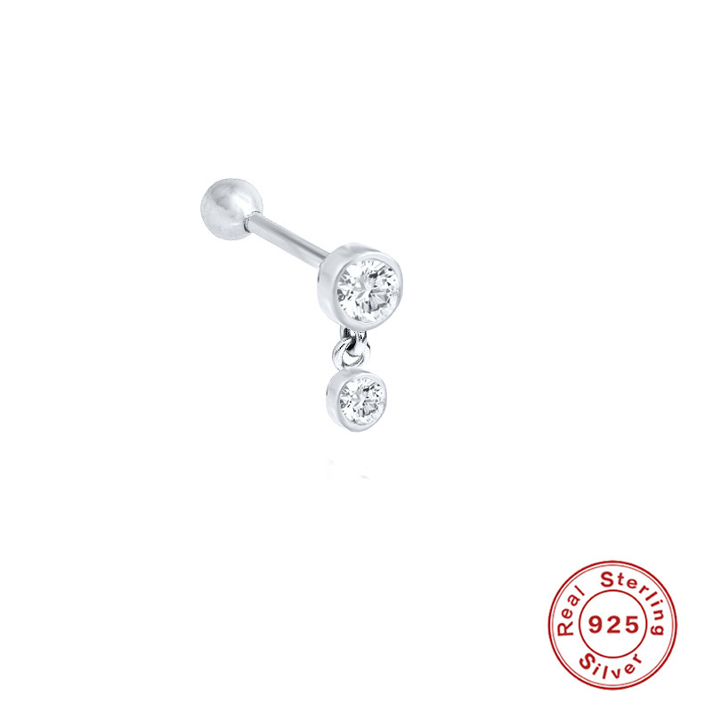 Business Occasion 1 Piece Ear Cartilage Rings & Studs Fashion Geometric 925 Sterling Silver Inlay Zircon