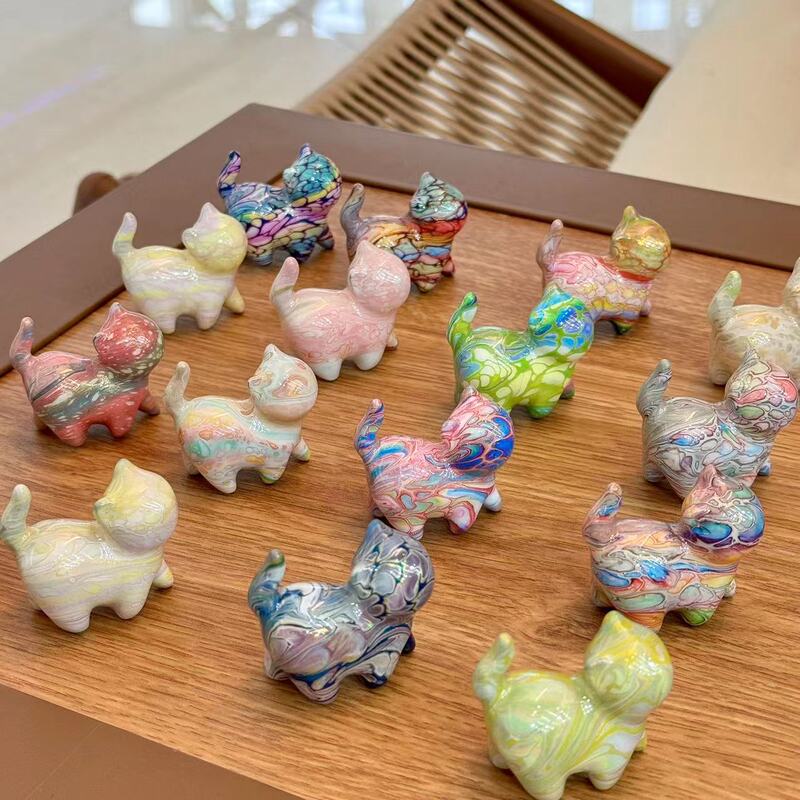 Fluid Floating Paint Pride Cat Handmade Desktop Ornaments Cute Small Ornaments Gift Giving Creative Hand Handle Pendant Pendant