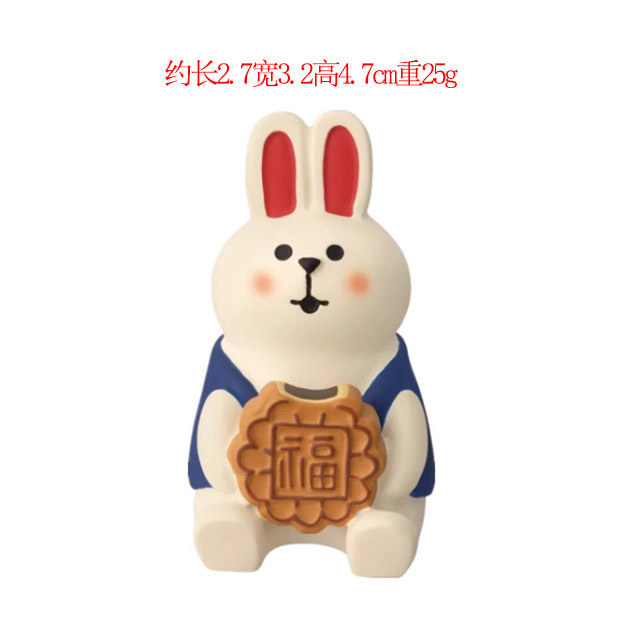 中秋节礼品摆件日式猫兔子猫咪潮玩公仔月饼盒装饰礼品树脂工艺品|undefined