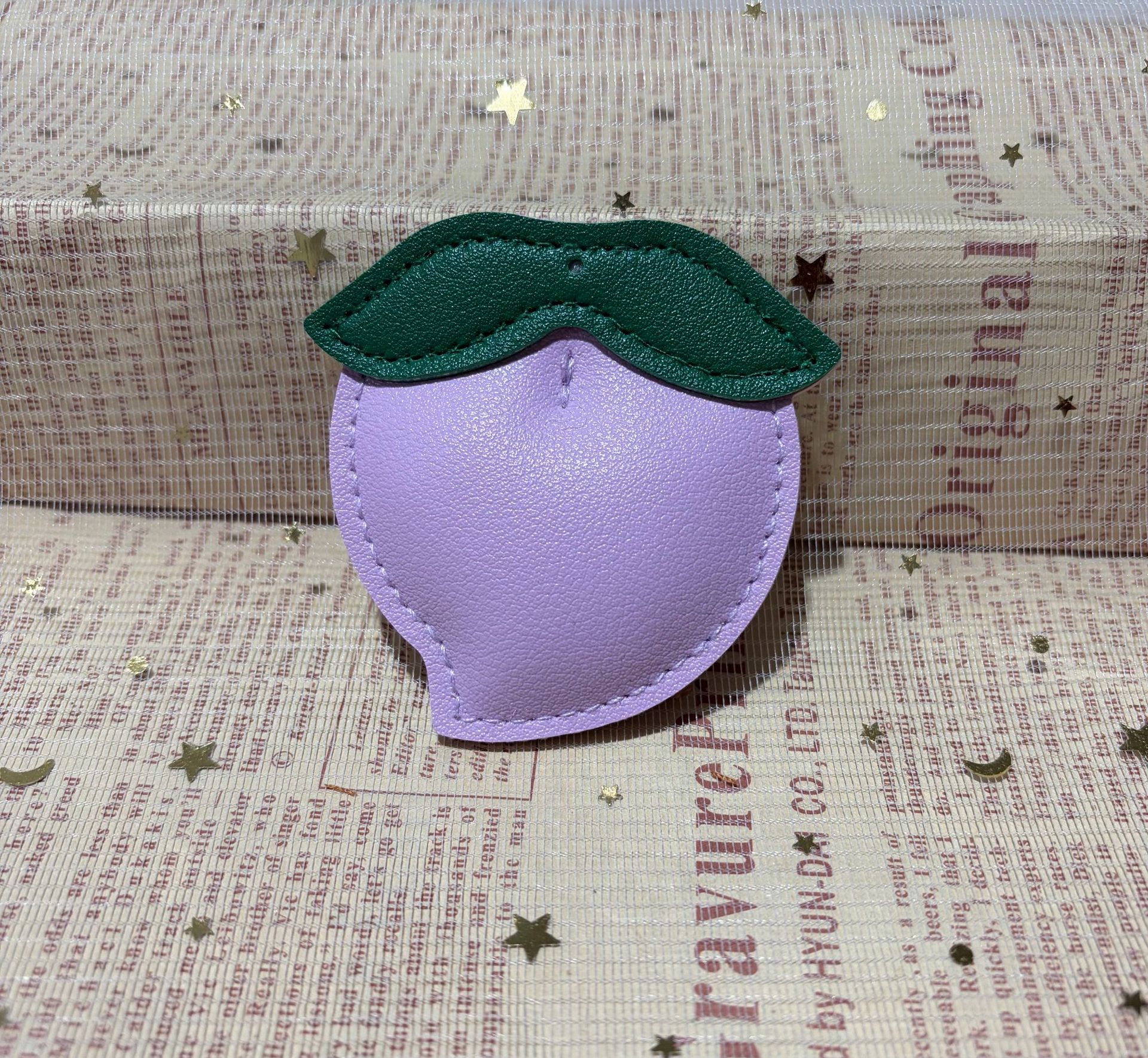 Cute estilo de fruta bolsas de cuero PU colgante llavero melocotón manzana limón decoración colgante multicolor