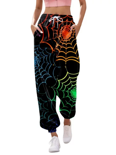 2025 Winter Aliexpress Amazon Cross-Border Hot-Selling New Digital Print European and American Women's Fashion Jogger Pants with Fleece Lining