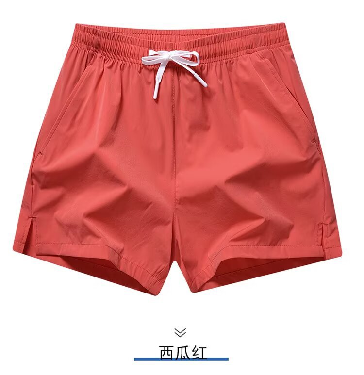 Casual de secado rápido, pantalones cortos de tres puntos de color sólido, pantalones cortos rectos elásticos sueltos, pantalones casuales de seda de hielo para hombre, pantalones de playa para hombre