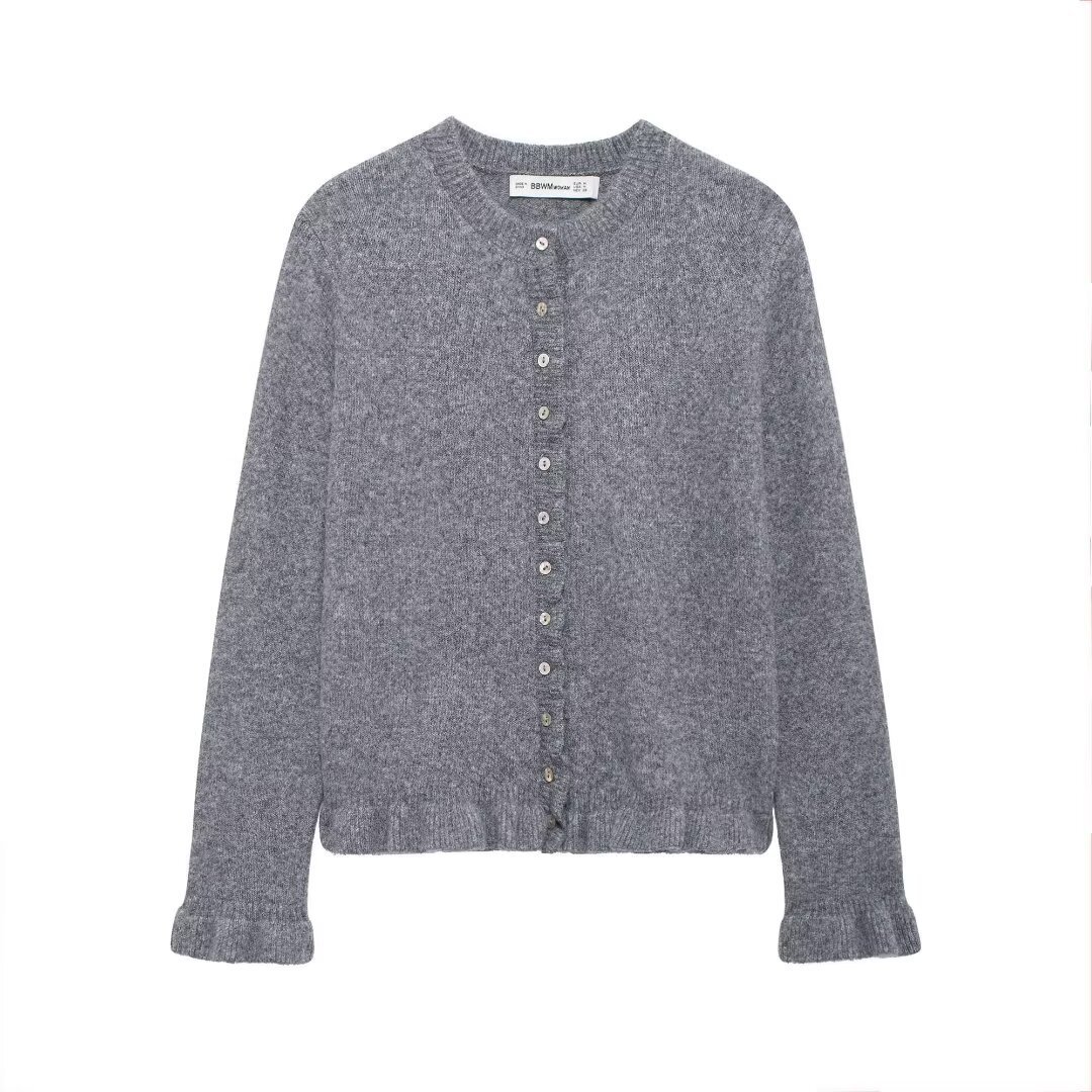 Women's clothing 2024 autumn and winter new fashionable round neck layered decorative knitted jacket_voghion.com