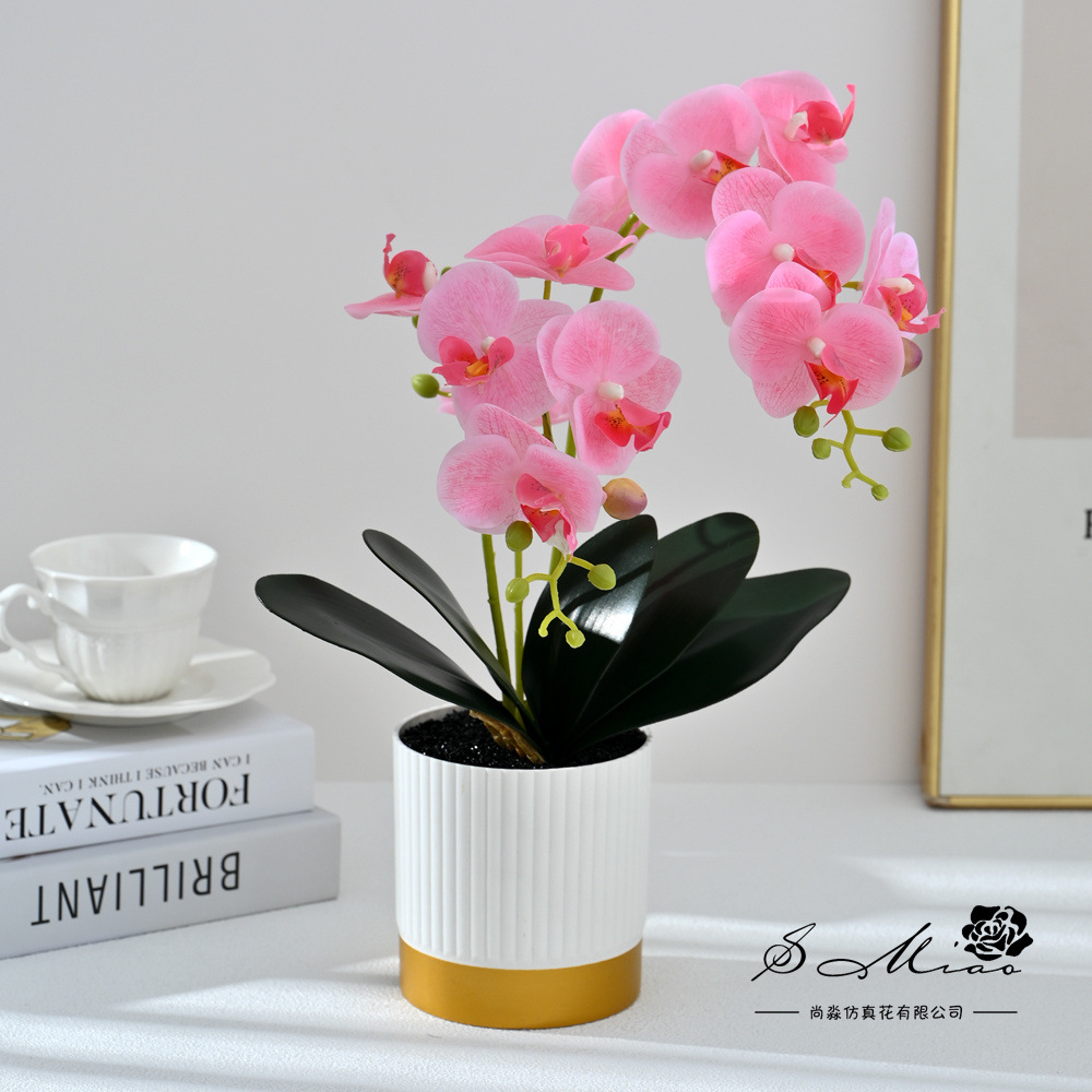 Transfronterizo 12 flores mariposa orquídea bonsai imitación maceta flores falsas decoración del hogar fotografía ornamentos de flores artificiales de boda image 3