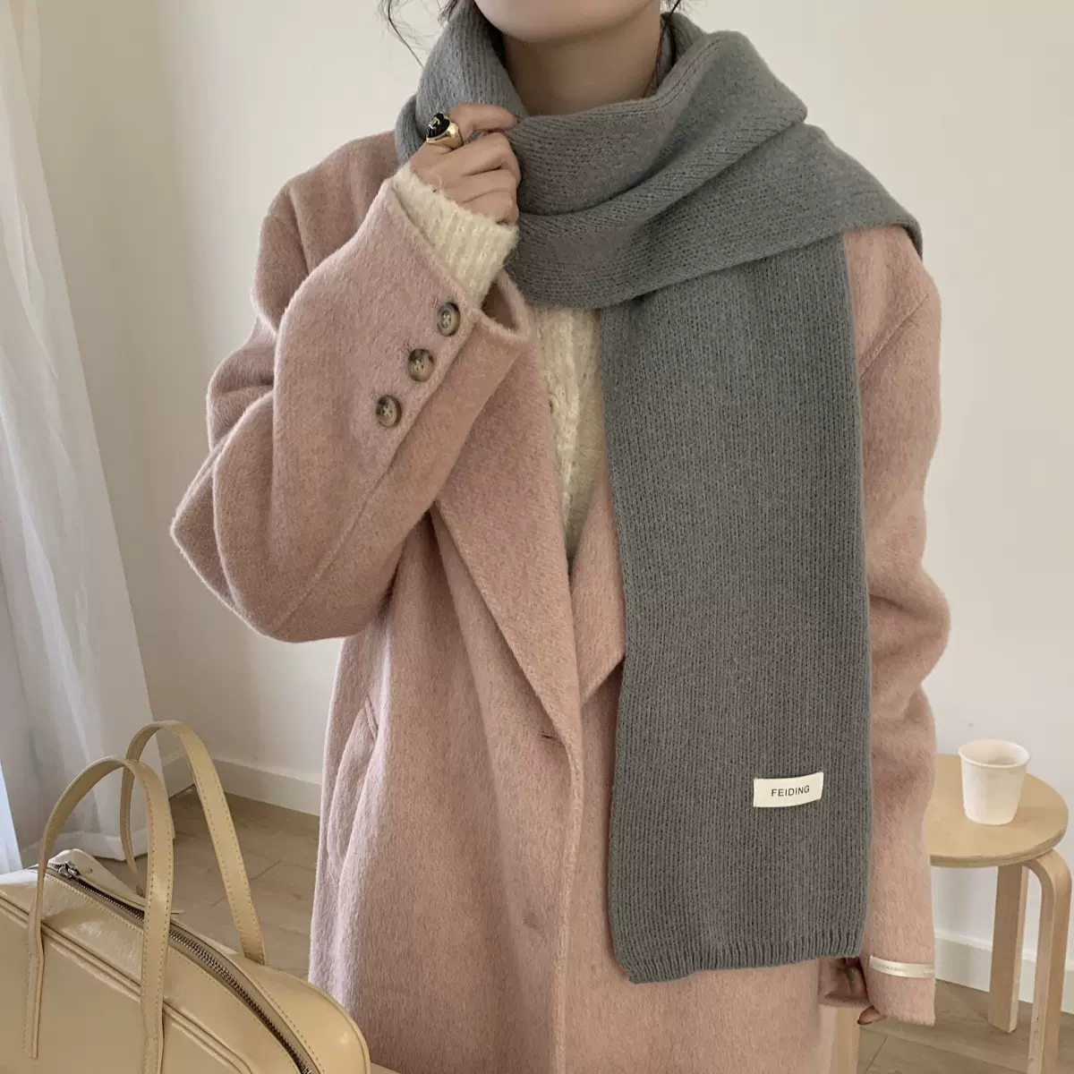 新款冬季女款围巾纯色软糯百搭韩系情侣时尚学生基础针织保暖围脖