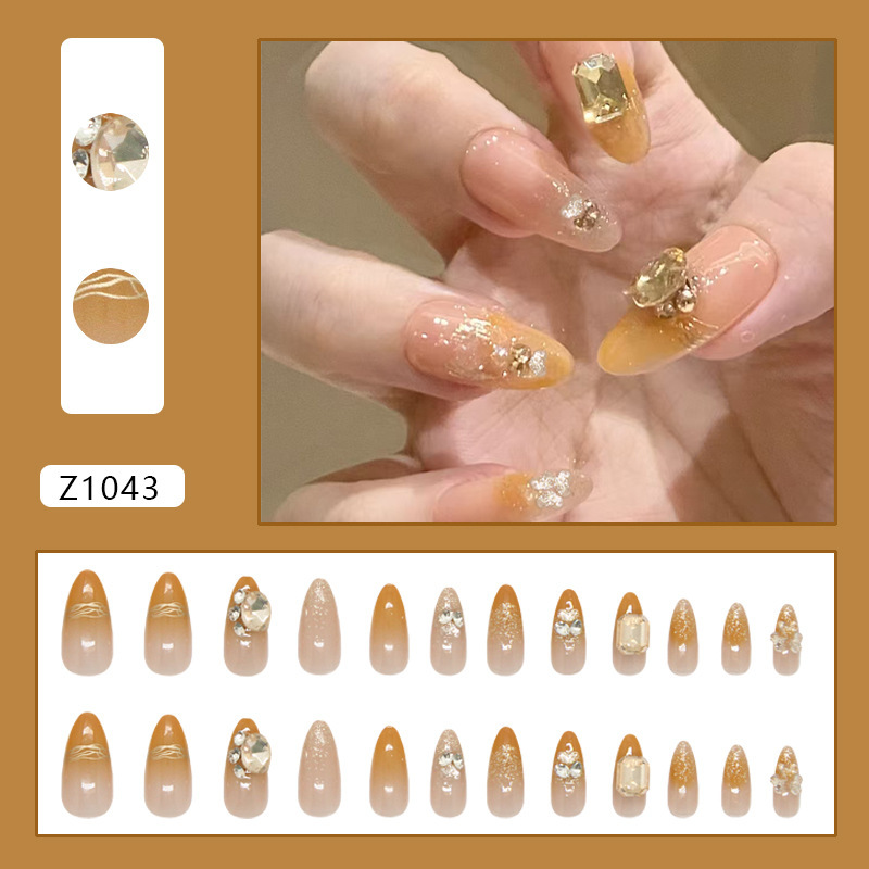 Patrón de perlas blancas de diamantes hechos a mano Uña al por mayor| Glue manicure blanqueador| Perforación de alto nivel