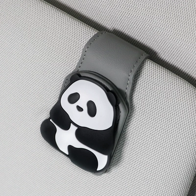 Gadget, Multifunctional Creative Cartoon – Car Glasses Clip/Bill Clip - chubby-panda-style-b-gray-u-shaped-eyeglass-clip