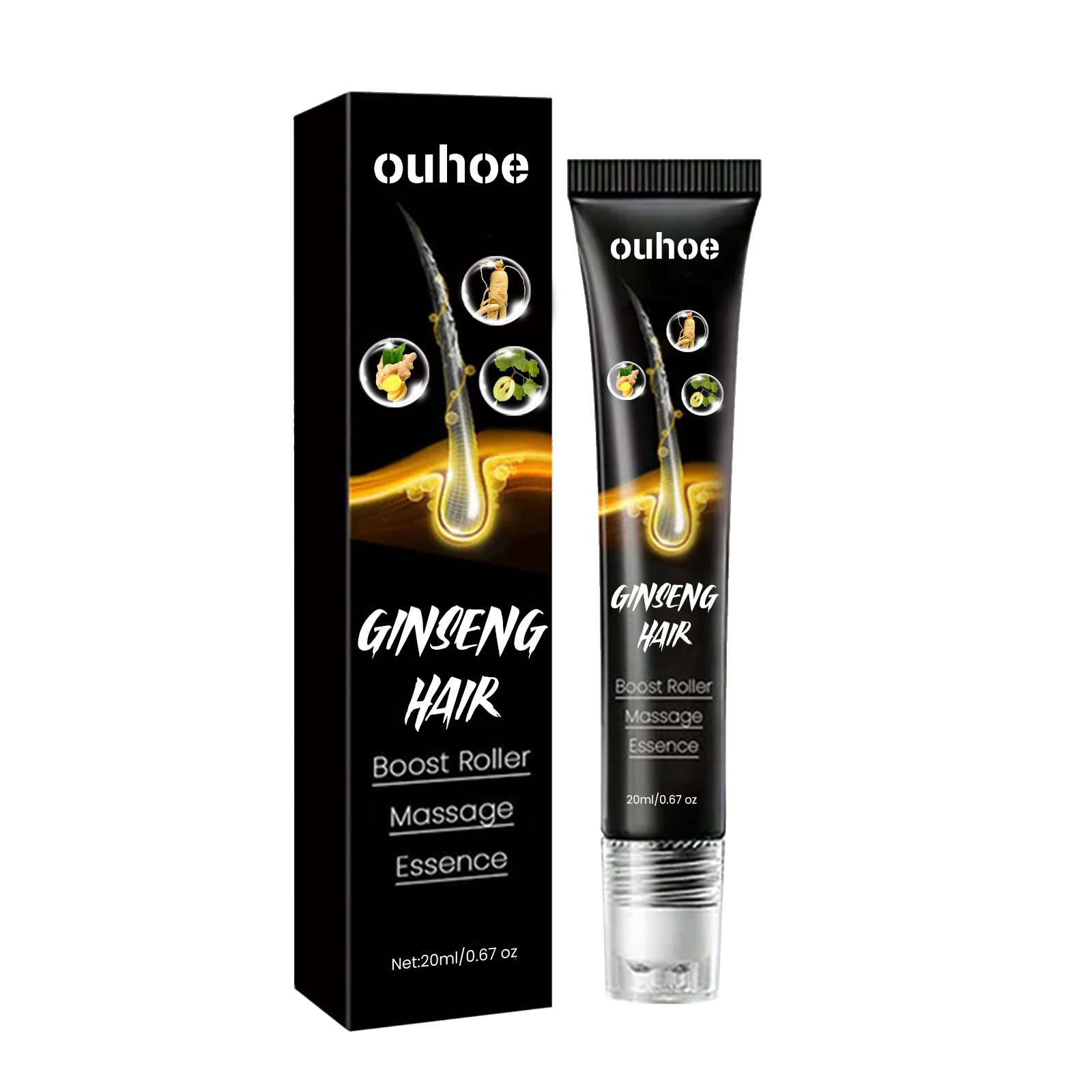 Masaje OUHOE Ginseng Cuero cabelludo hidratante, cabello fuerte, reafirmante, cuidado antipérdida, esencia de cabello denso_voghion.com